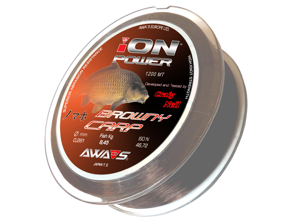 Obrázek k výrobku 64070 - AWA-SHIMA Vlasec ION POWER Browny Carp - Průměr: 0.26 mm, Návin: 1200 m, Nosnost: 8.45 kg