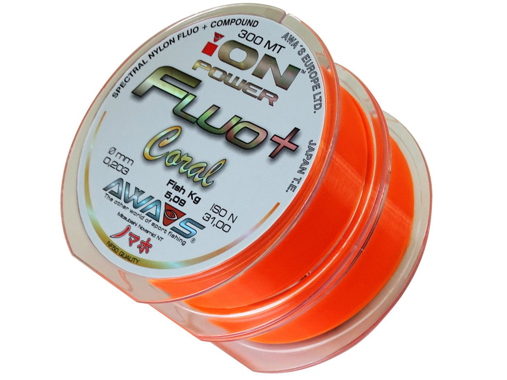 Obrázek k výrobku 64130 - AWA-SHIMA Vlasec ION POWER Fluo+ Coral - Průměr: 0.23 mm, Návin: 2 x 300 m, Nosnost: 7.1 kg