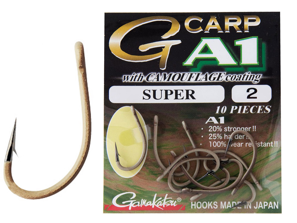 Obrázek k výrobku 65751 - GAMAKATSU Háček G-Carp A1 Camouflage Sand Coating Super - Velikost č.: 2, Balení: 10 ks