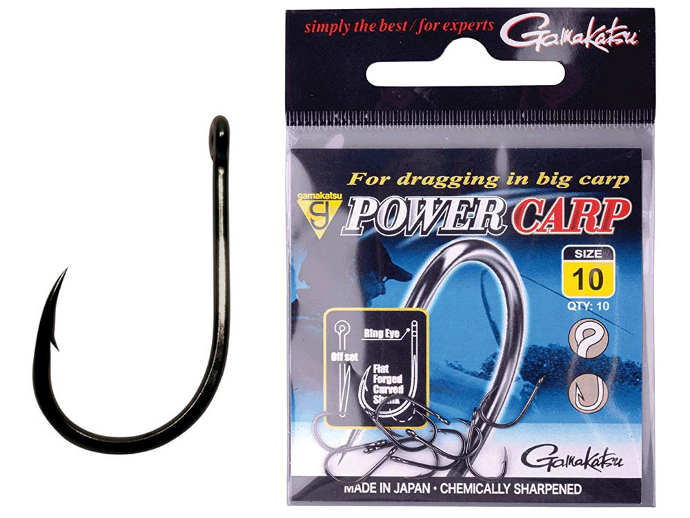 Obrázek k výrobku 65865 - GAMAKATSU Háček Power Carp Eyed Hooks Black - Velikost 10