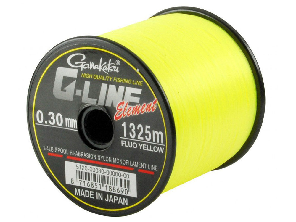 Obrázek k výrobku 65966 - GAMAKATSU Vlasec G-LINE Element Fluo Yellow - Průměr: 0.26 mm, Návin: 1820 m, Nosnost: 4.8 kg
