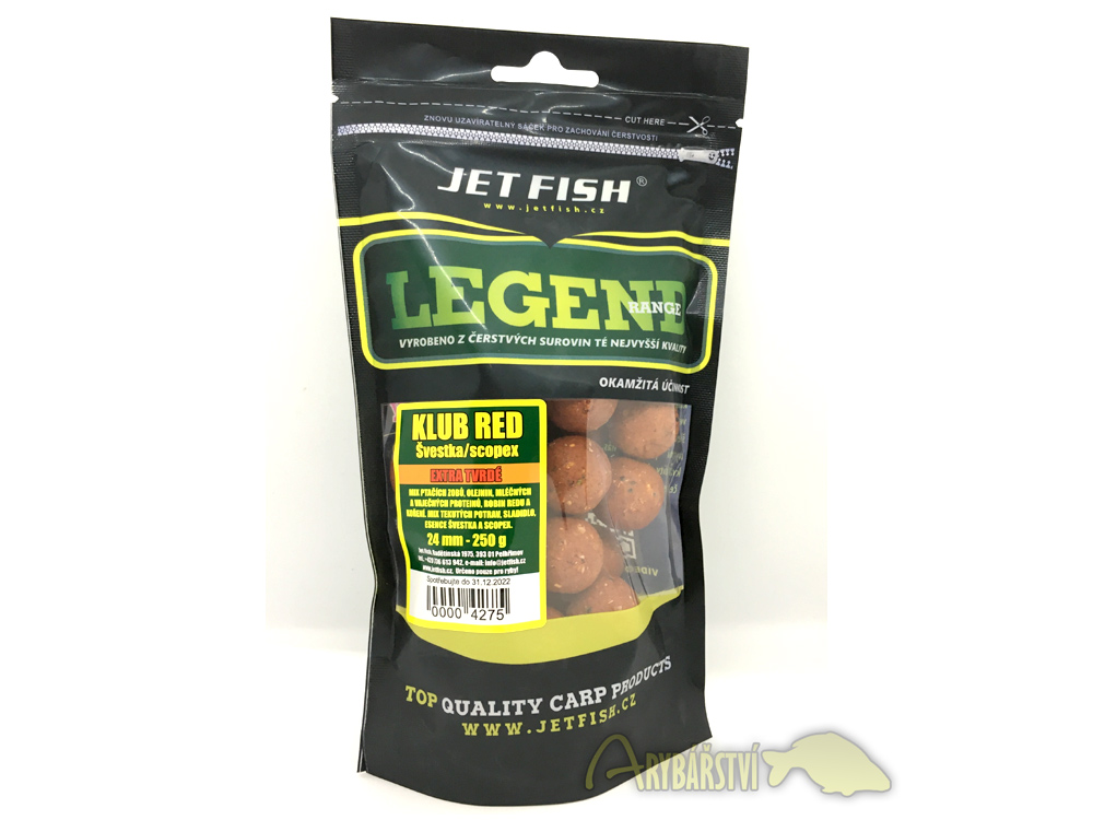 Obrázek k výrobku 63359 - JET FISH Boilies Extra Tvrdé Legend Klub Red Švestka Scopex 250 g