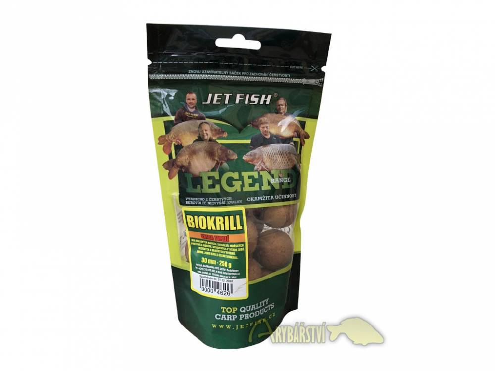 JET FISH Boilies Extra Tvrdé Legend Range BIOKRILL 250 g / Průměr