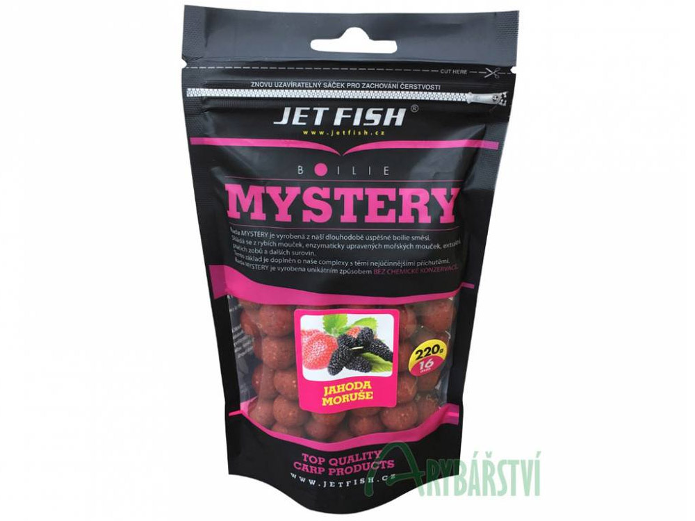 Obrázek k výrobku 66092 - JET FISH Boilies Mystery JAHODA MORUŠE - Průměr: 20 mm, Balení: 250 g