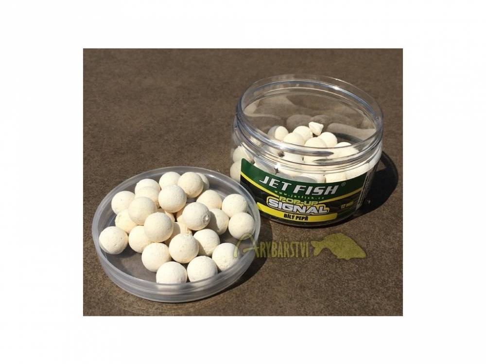 JET FISH Boilies Signal Pop-Up BÍLÝ PEPŘ / Průměr: 12 mm, Balení: 40 g -  Arybářství