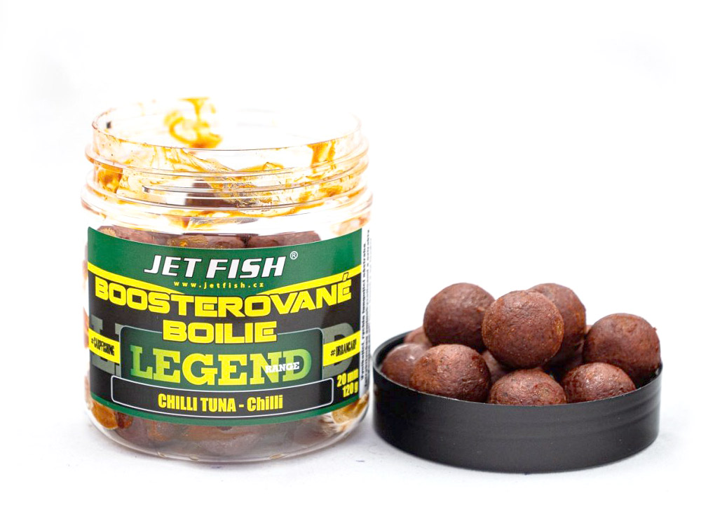 Obrázek k výrobku 66149 - JET FISH Boosterované boilie Legend Range 20 mm 250 ml - Příchuť: chilli tuna / tuňák chilli