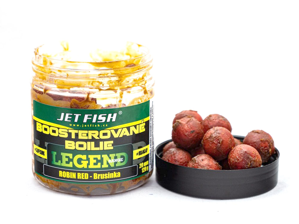 Obrázek k výrobku 66151 - JET FISH Boosterované boilie Legend Range 20 mm 250 ml - Příchuť: Robin Red + brusinka