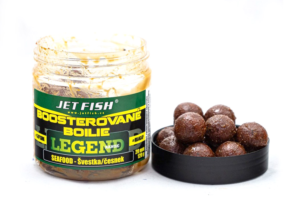 Obrázek k výrobku 66154 - JET FISH Boosterované boilie Legend Range 20 mm 250 ml - Příchuť: Seafood + Švestka Česnek