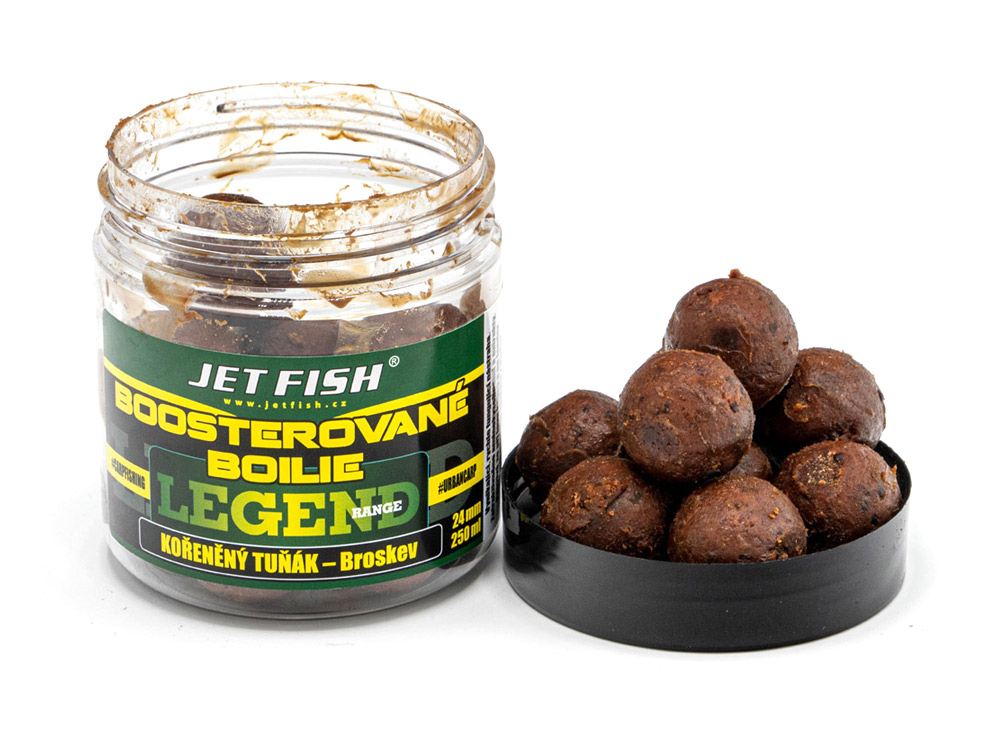 Obrázek k výrobku 72778 - JET FISH Boosterované boilie Legend Range 24 mm 250 ml - Příchuť: Kořeněný Tuňák Broskev