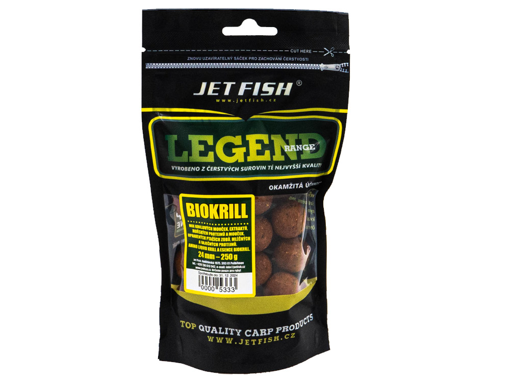 Obrázek k výrobku 66205 - JET FISH Legend Range Boilie BIOKRILL - Průměr: 24 mm, Balení: 250 g