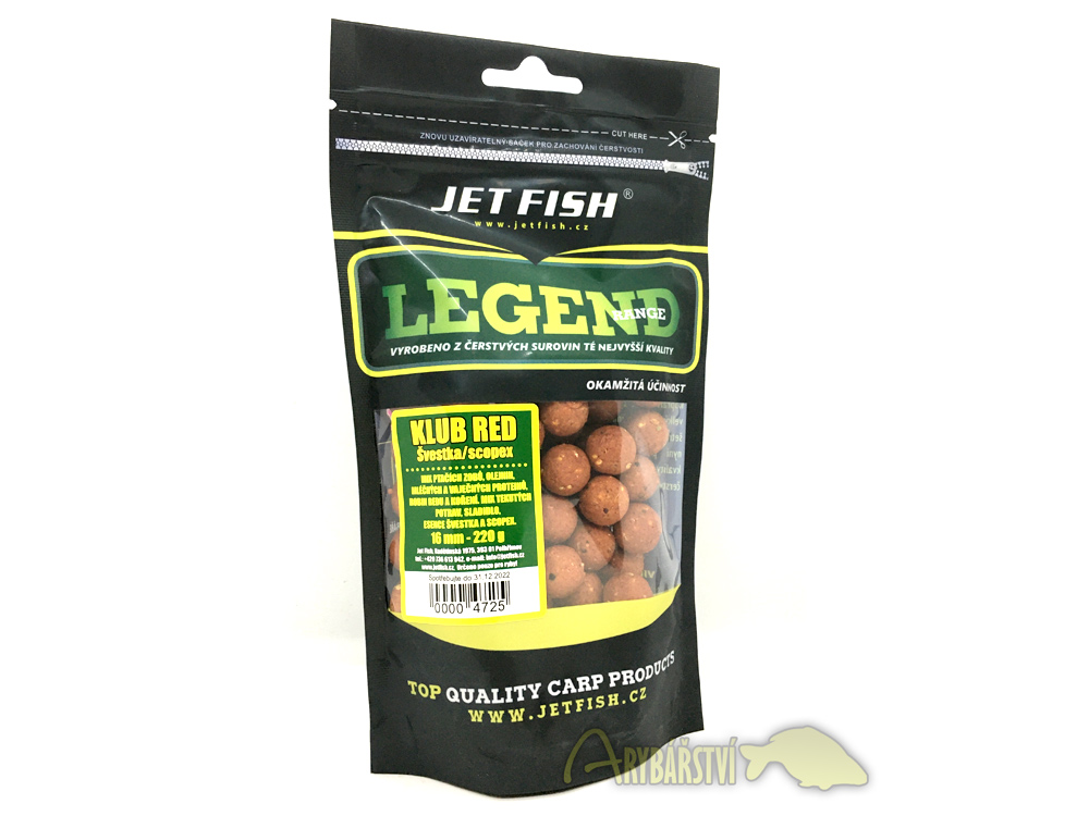 Obrázek k výrobku 70299 - JET FISH Legend Range Boilie Klub Red Švestka Scopex