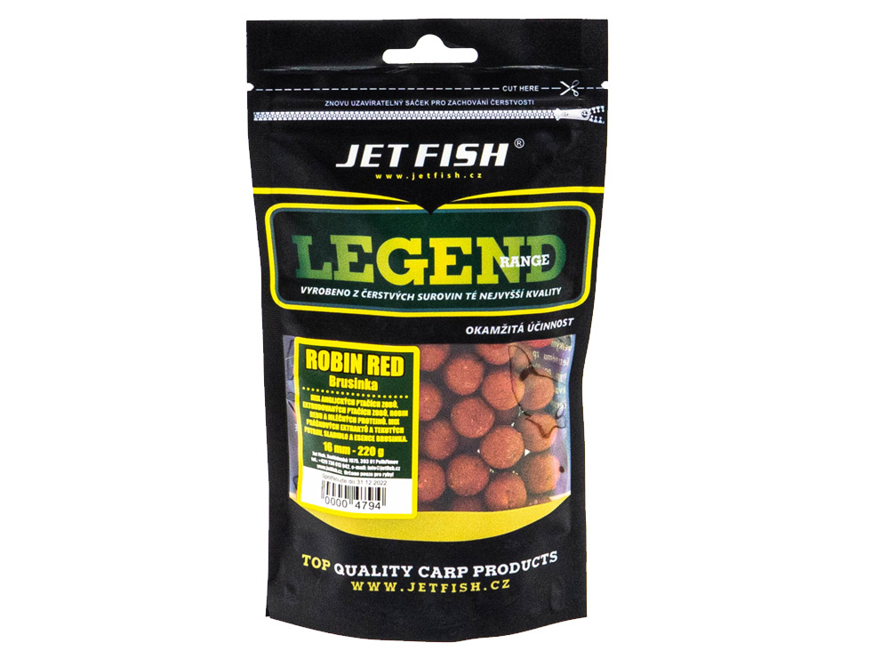 Obrázek k výrobku 66228 - JET FISH Legend Range Boilie ROBIN RED BRUSINKA - Průměr: 16 mm, Balení: 220 g
