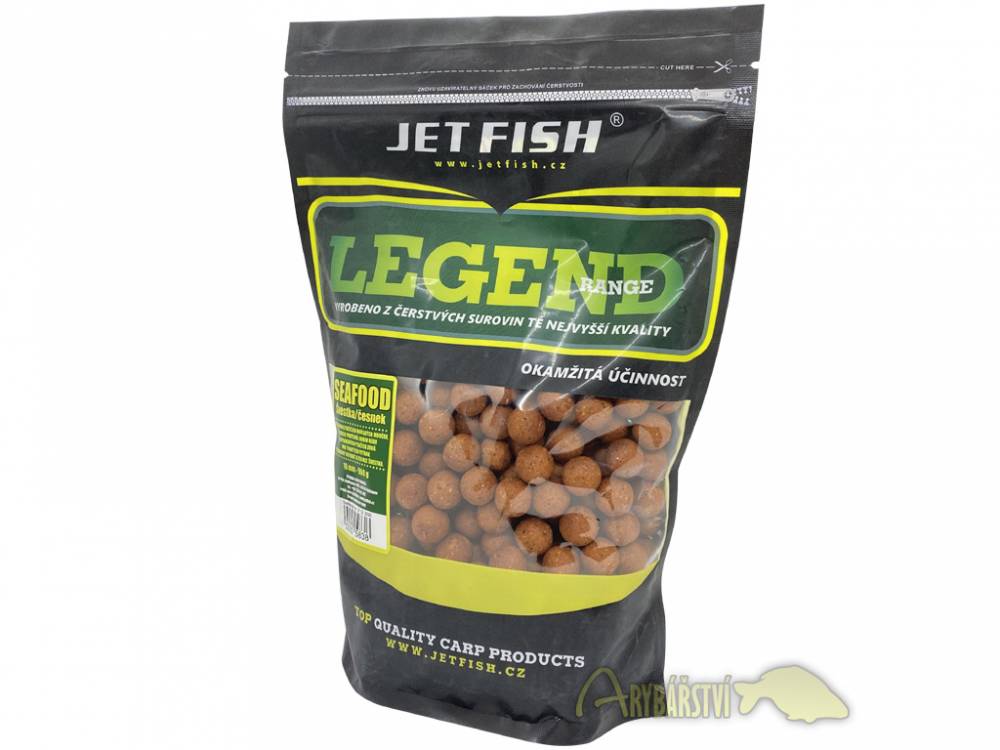 JET FISH Legend Range Boilie SEAFOOD ŠVESTKA ČESNEK