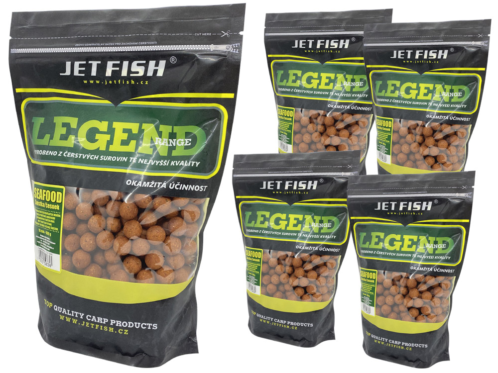 Obrázek k výrobku 72192 - JET FISH Legend Range Boilie SEAFOOD + ŠVESTKA ČESNEK 20 mm AKCE 5+1 kg