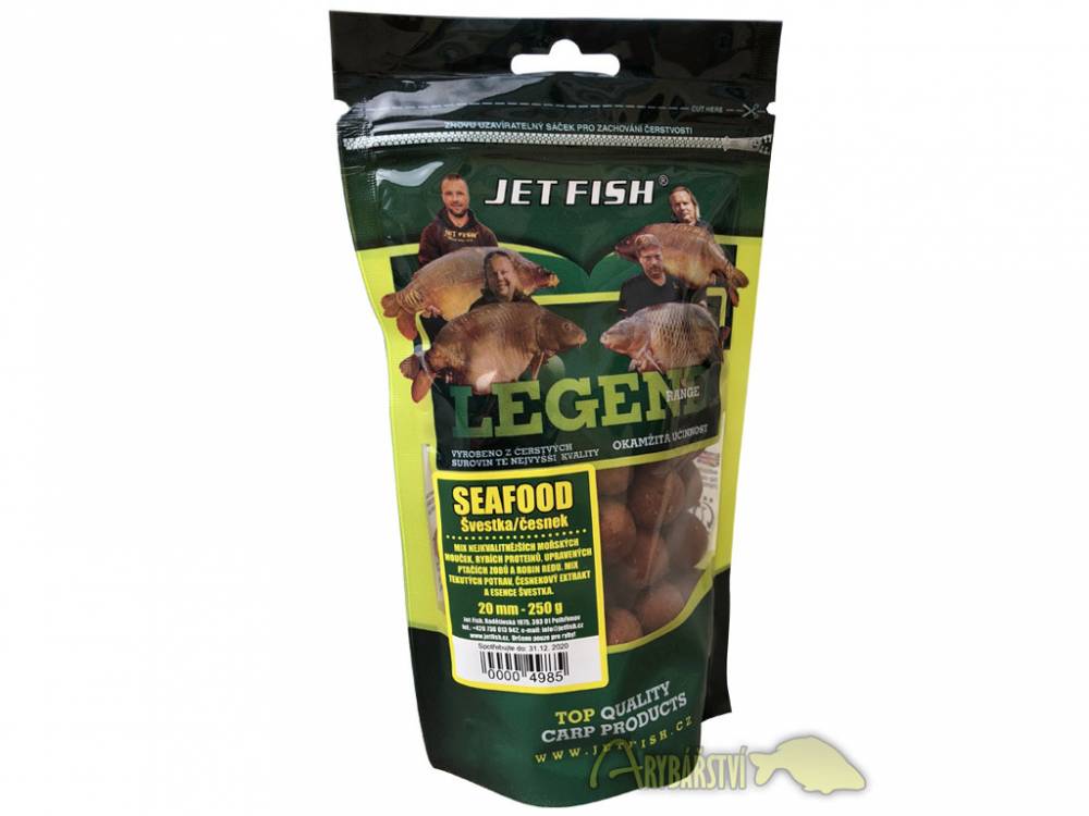 JET FISH Legend Range Boilie SEAFOOD ŠVESTKA ČESNEK