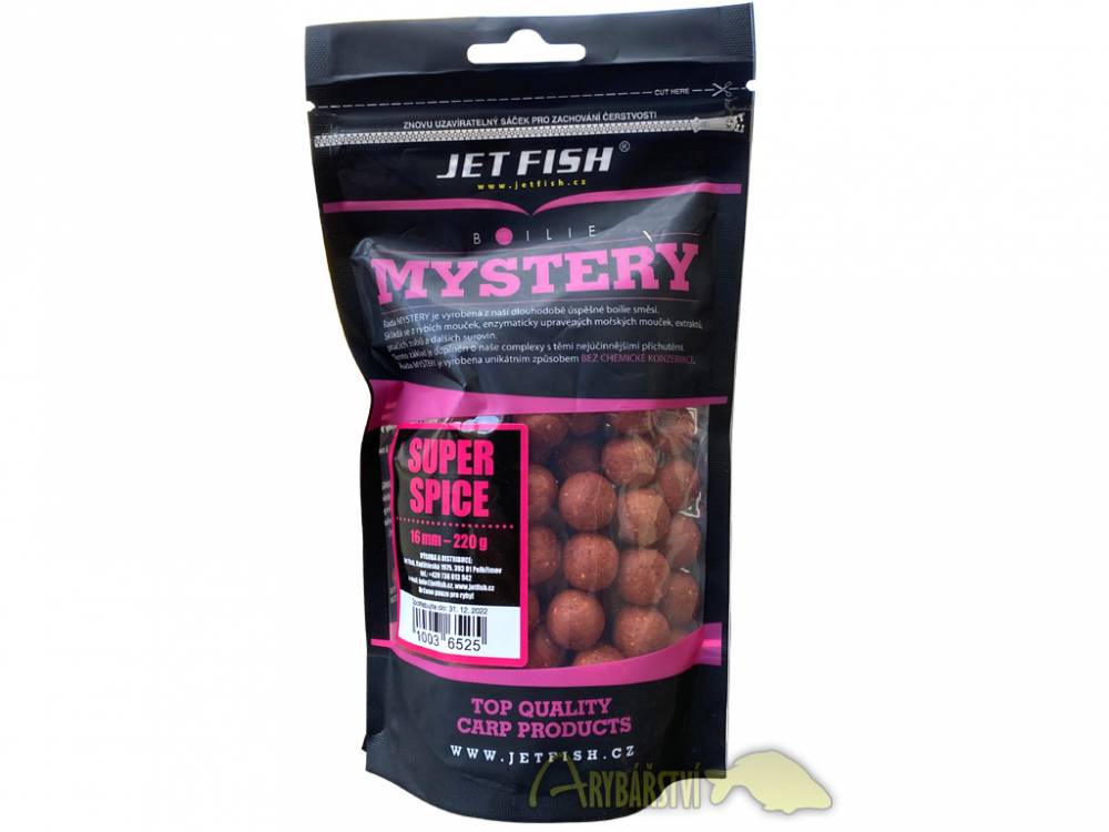 Obrázek k výrobku 63378 - JET FISH Mystery Boilie SUPER SPICE - Průměr: 16 mm, Balení: 220 g
