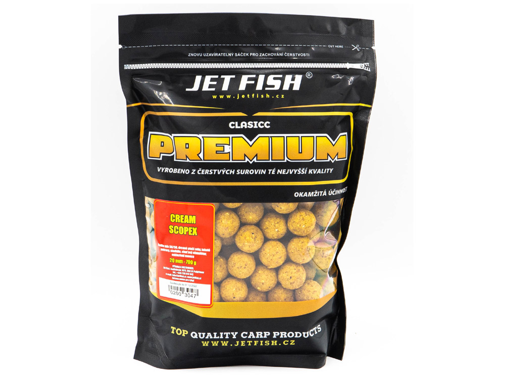 Obrázek k výrobku 66373 - JET FISH Premium Clasicc Boilie 20 mm 700 g - Příchuť: cream scopex