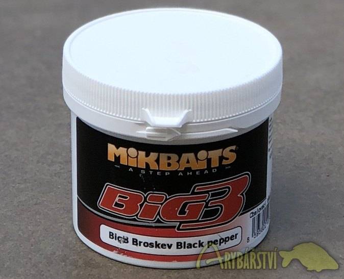 Obrázek k výrobku 55705 - MIKBAITS Boilies Těsto BigB 200 g Broskev Black Pepper