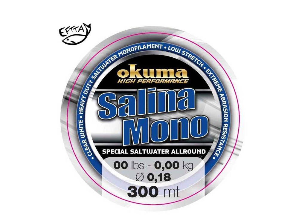 Obrázek k výrobku 67131 - OKUMA Vlasec Salina Mono 300 m - Průměr: 0.14 mm, Nosnost: 1.9 kg