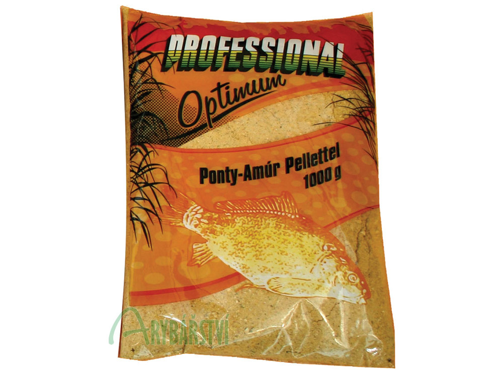 Obrázek k výrobku 67206 - PROFESSIONAL Krmítková směs Optimum 1 kg - Příchuť: Grass Carp amur kapr s peletami