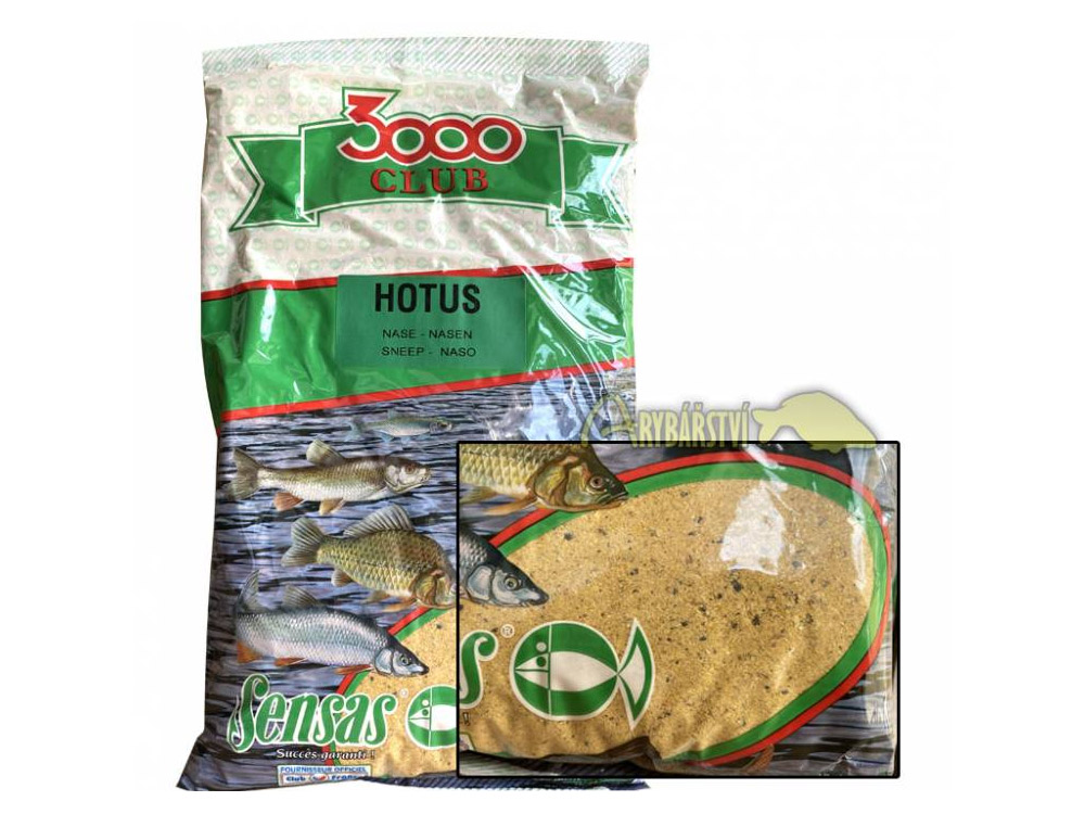 Obrázek k výrobku 69900 - SENSAS Krmítková Směs 3000 Club 1 kg - Příchuť: Podoustev / banán, Chuť: sladká
