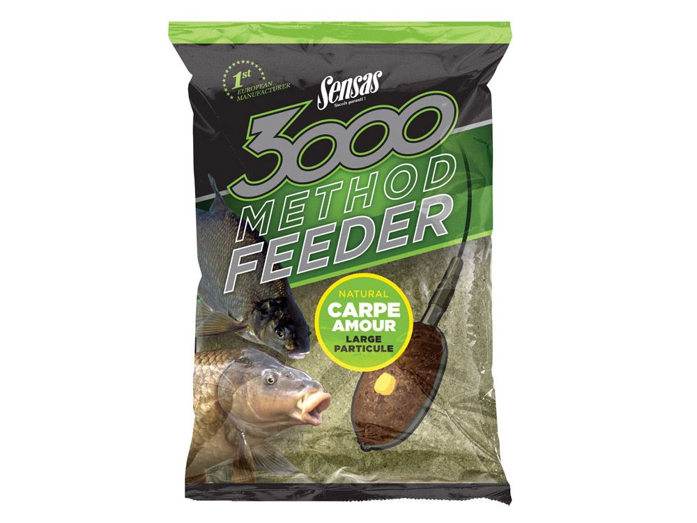 Obrázek k výrobku 68152 - SENSAS Krmítková Směs 3000 Method Feeder 1 kg - Příchuť: Carpe Amour kapr amur rákos, Chuť: sladká