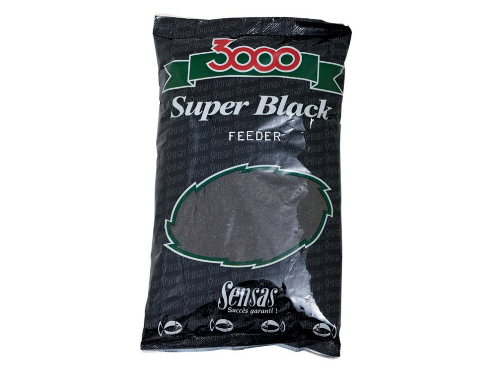 Obrázek k výrobku 68168 - SENSAS Krmítková Směs 3000 Super Black 1 kg - Příchuť: feeder / oříšky konopí, Chuť: sladká