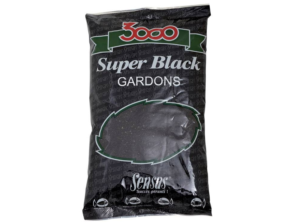 Obrázek k výrobku 68163 - SENSAS Krmítková Směs 3000 Super Black 1 kg - Příchuť: Gardons plotice / čokoláda konopí, Chuť: sladká