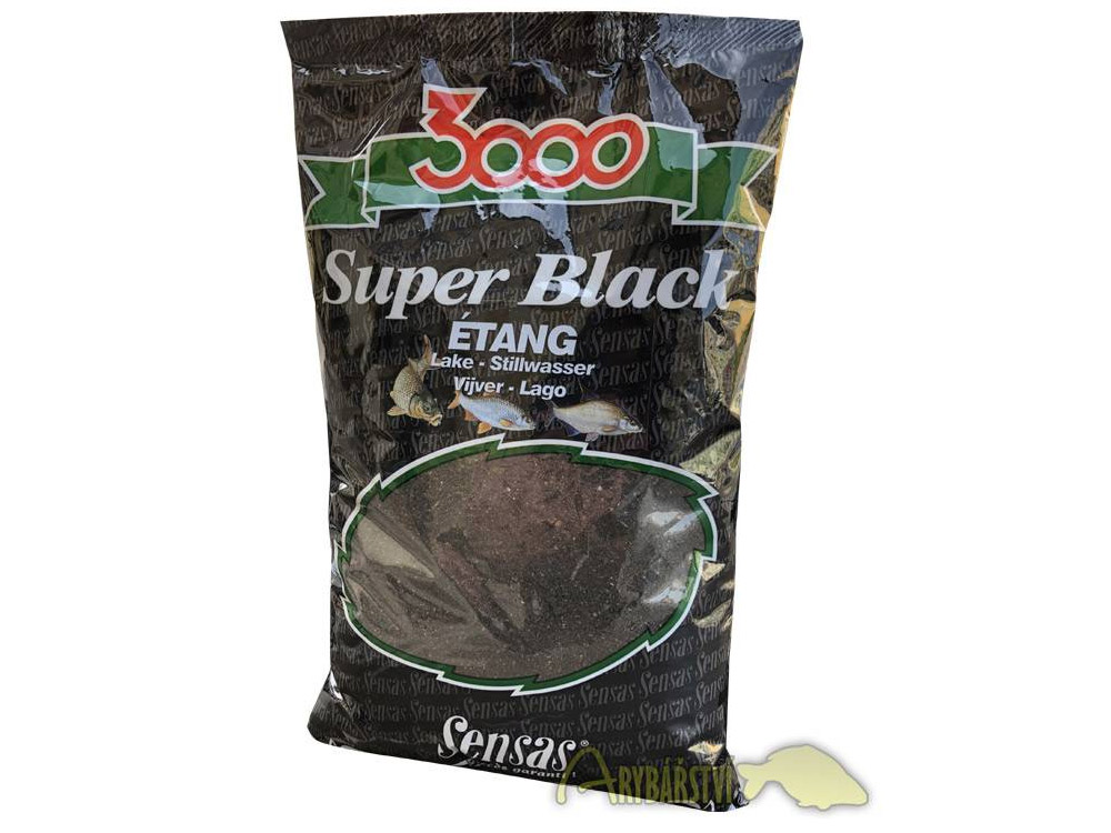 Obrázek k výrobku 68166 - SENSAS Krmítková Směs 3000 Super Black 1 kg - Příchuť: Lake jezero / sladký koriandr, Chuť: sladká