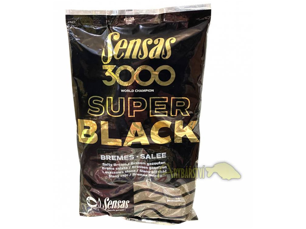 Obrázek k výrobku 68169 - SENSAS Krmítková Směs 3000 Super Black Salty 1 kg - Příchuť: Dark Bream cejn / karamel vanilka, Chuť: slaná
