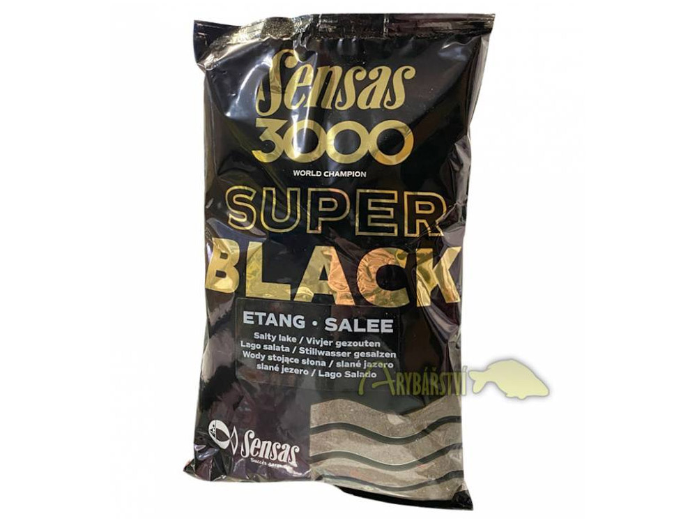 Obrázek k výrobku 68173 - SENSAS Krmítková Směs 3000 Super Black Salty 1 kg - Příchuť: Dark Lake jezero / koriandr konopí, Chuť: slaná