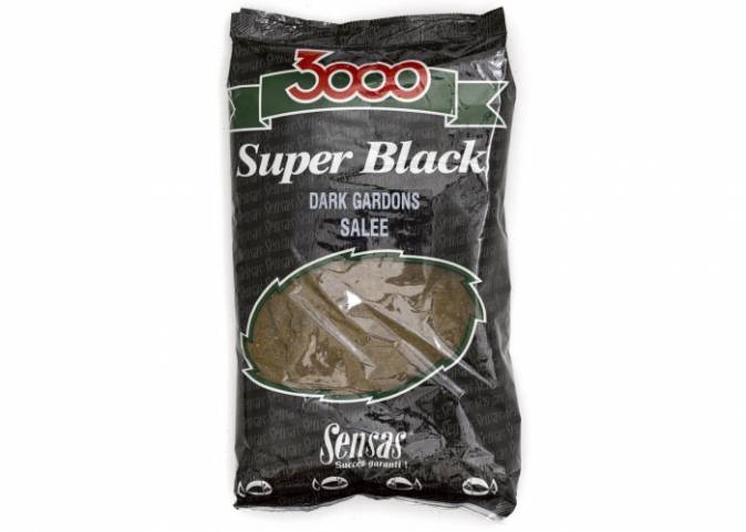 Obrázek k výrobku 68171 - SENSAS Krmítková Směs 3000 Super Black Salty 1 kg - Příchuť: Dark Roach plotice / konopí oříšky, Chuť: slaná