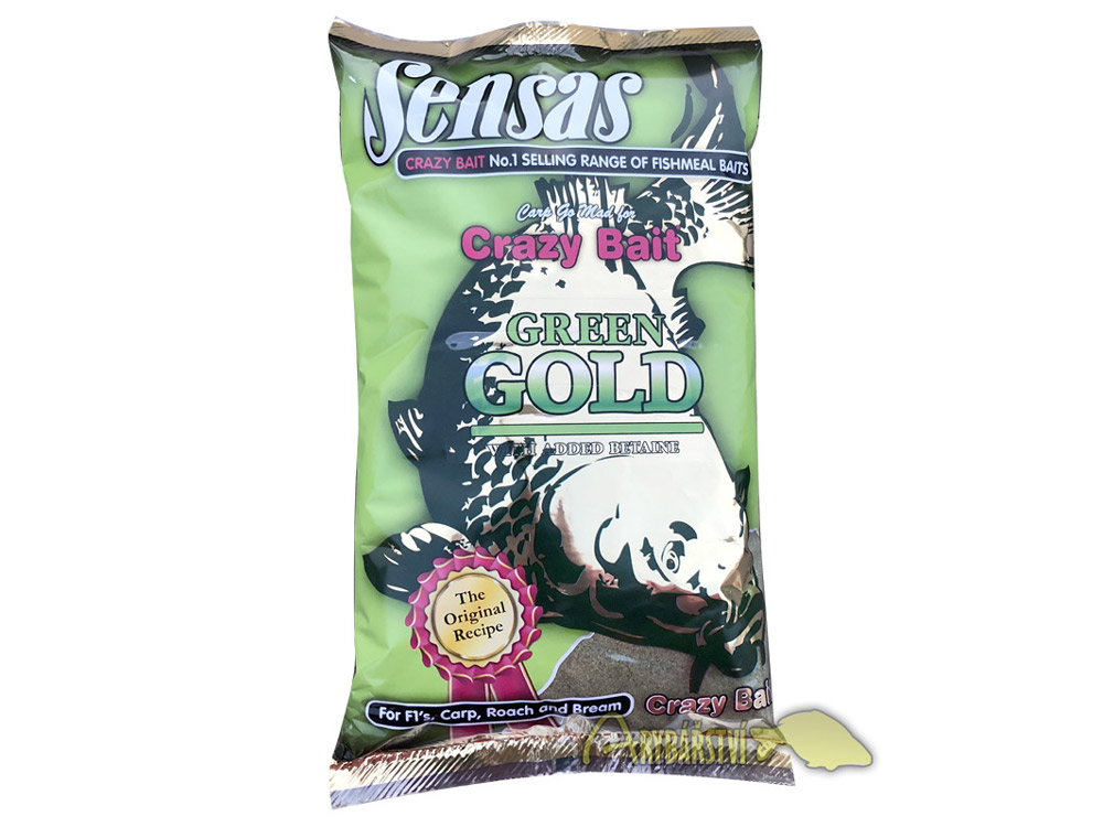 Obrázek k výrobku 68183 - SENSAS Krmítková Směs CRAZY BAIT 1 kg - Příchuť: Green Gold / maso betain, Chuť: slaná