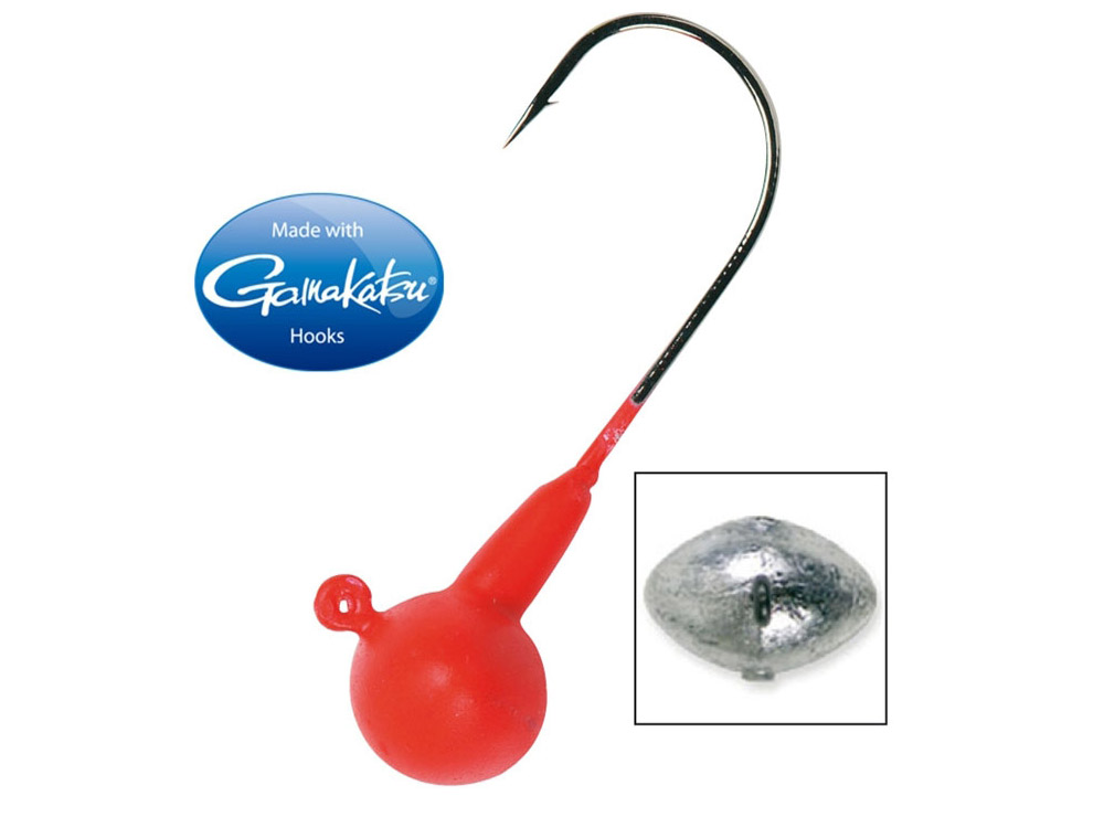 Obrázek k výrobku 68407 - SPRO Jigová hlavička Football Jig Gripper Fluo Red 3 ks - Délka: 50 mm, Hmotnost: 18 g, Háček č.: 4/0