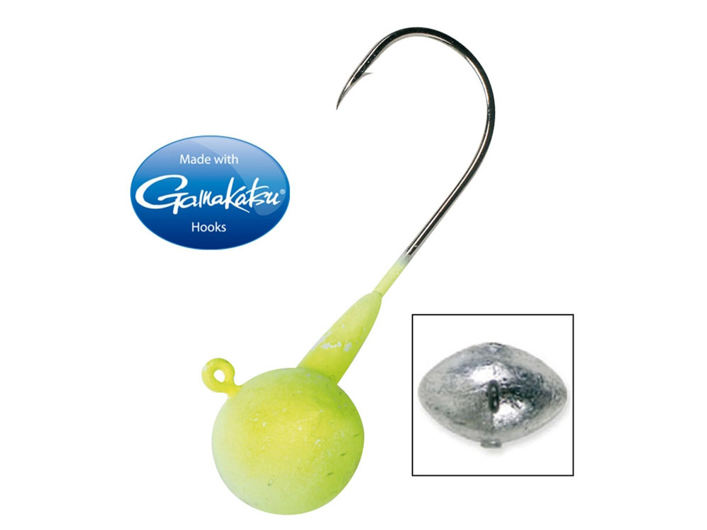 Obrázek k výrobku 68414 - SPRO Jigová hlavička Football Jig Gripper Yellow White - Délka: 50 mm, Hmotnost: 18 g, Háček č.: 4/0