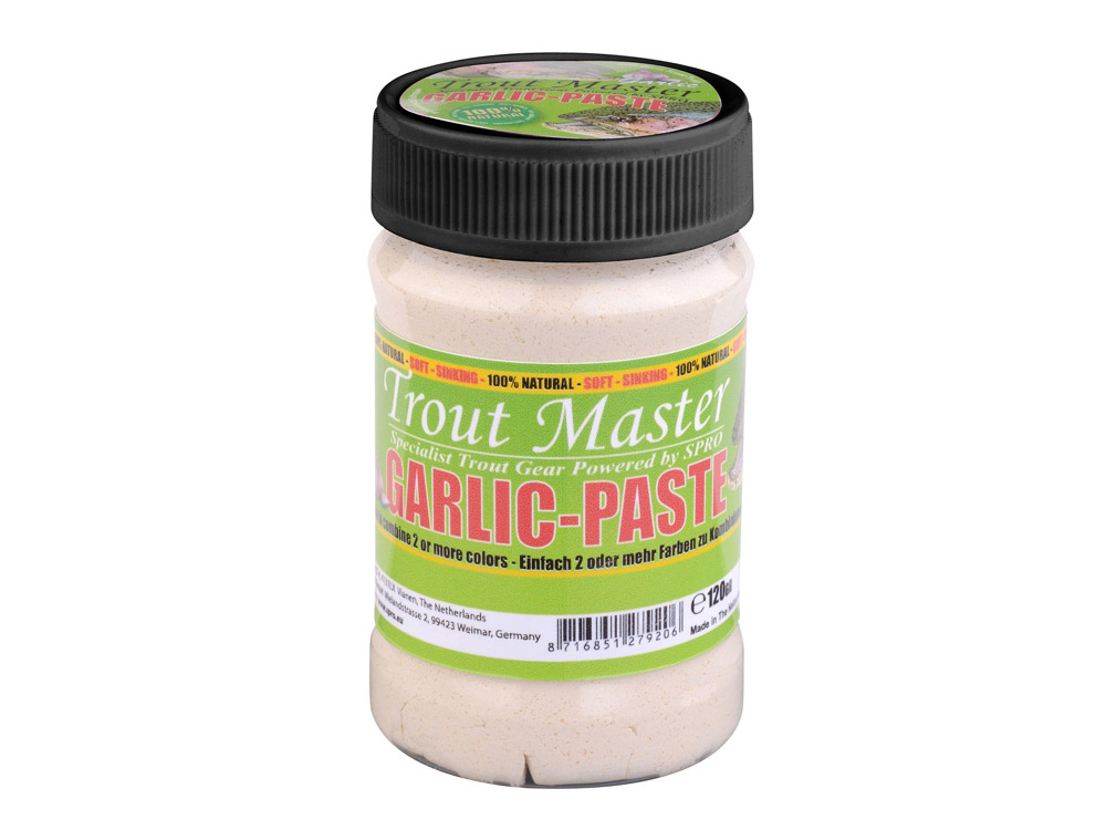 Obrázek k výrobku 68591 - SPRO Těsto na pstruhy Trout Master Garlic Paste 120 g - Barva: bílá, Balení: 120 g, Příchuť: česnek
