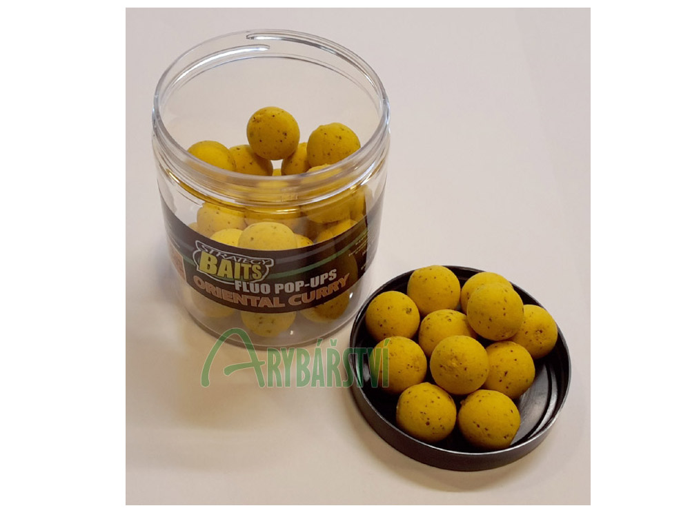 Obrázek k výrobku 69186 - STRATEGY BAITS Plovoucí boilies Fluo Pop-Ups 100 g - Průměr: 20 mm, Balení: 100 g, Příchuť: Oriental Curry / kari