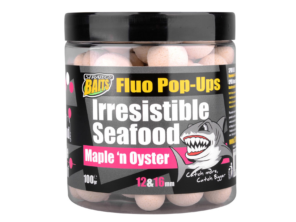 Obrázek k výrobku 69196 - STRATEGY BAITS Plovoucí Boilies POP16/12 IRRESISTIBLE SEAFOOD 100 g - Průměr: 12+16 mm, Balení: 100 g, Příchuť: Maple