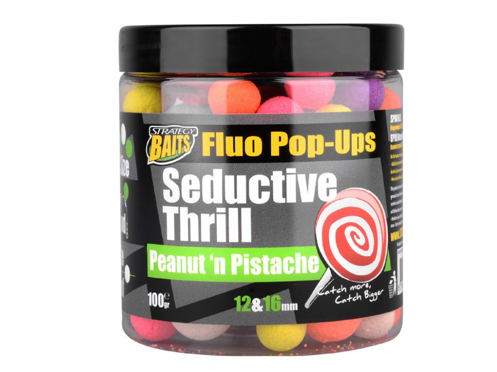 Obrázek k výrobku 69202 - STRATEGY BAITS Plovoucí Boilies POP16/12 SEDUCTIVE THRILL 100 g - Průměr: 12+16 mm, Balení: 100 g, Příchuť: Peanut