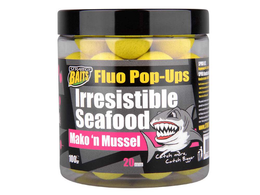 Obrázek k výrobku 69215 - STRATEGY BAITS Plovoucí boilies POP20 IRRESISTIBLE SEAFOOD 20 mm 100 g - Průměr: 20 mm, Balení: 100 g, Příchuť: Mako 