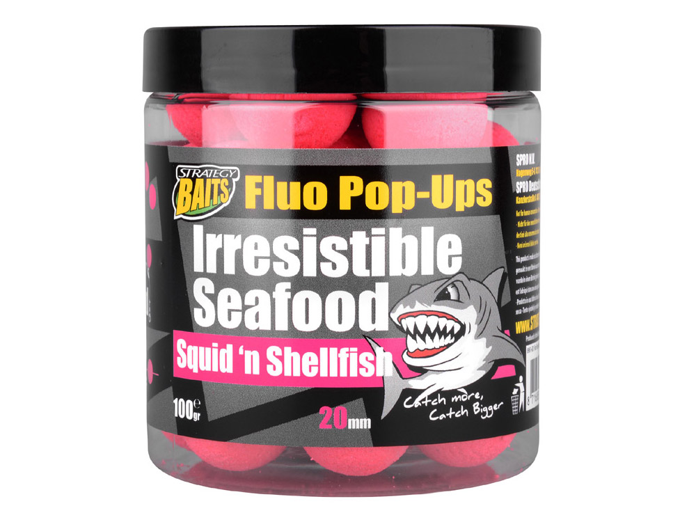 Obrázek k výrobku 69212 - STRATEGY BAITS Plovoucí boilies POP20 IRRESISTIBLE SEAFOOD 20 mm 100 g - Průměr: 20 mm, Balení: 100 g, Příchuť: Squid